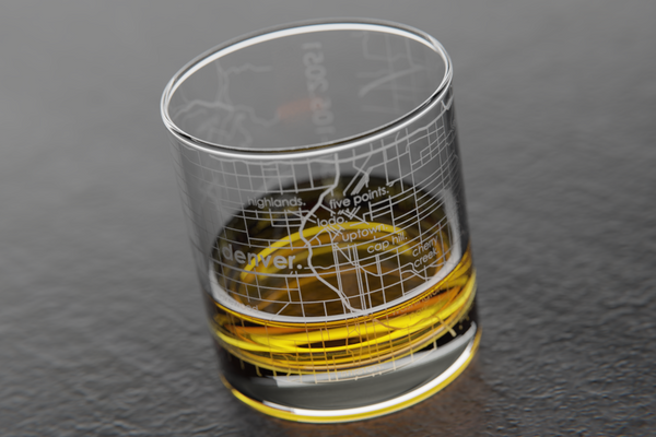 Denver Map Rocks Glass