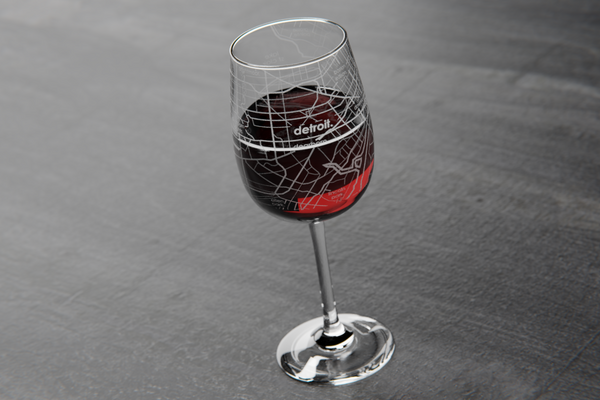 Detroit Map Wine Glass