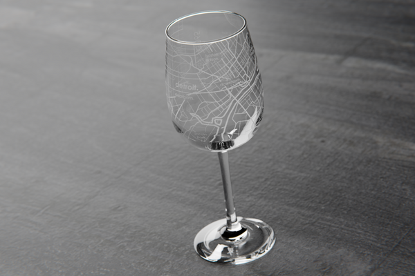 Detroit Map Wine Glass