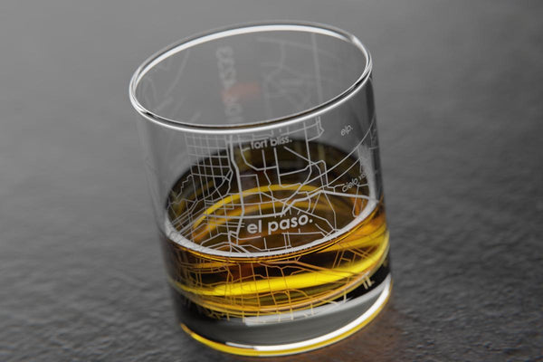 El Paso TX Map Rocks Glass