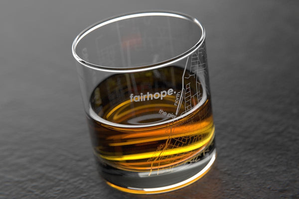 Fairhope AL Map Rocks Glass