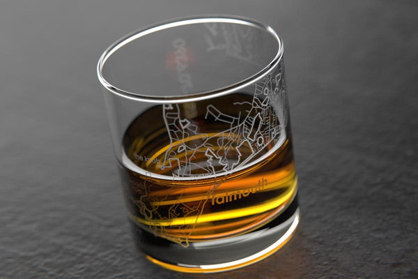 Falmouth MA Map Rocks Glass