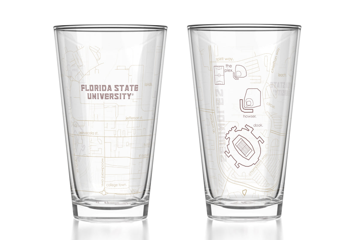 Florida State University - FSU Athletics Map Pint Glass Pair