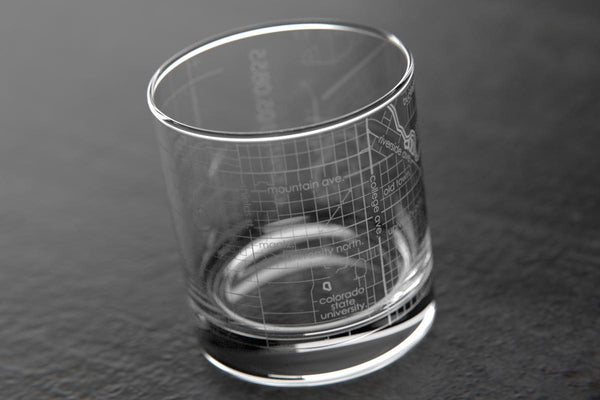Fort Collins CO Map Rocks Glass