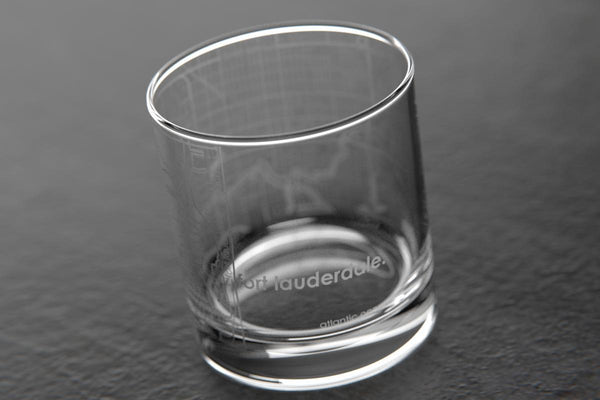 Fort Lauderdale FL Map Rocks Glass