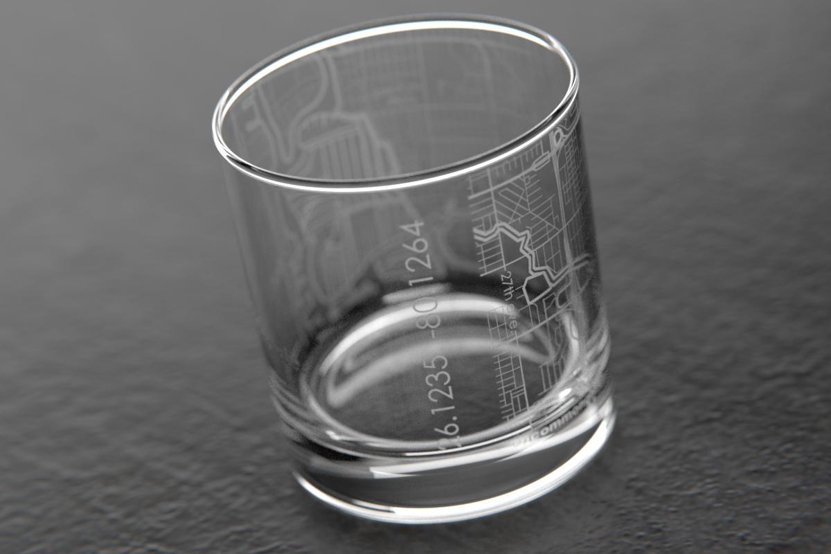 Fort Lauderdale FL Map Rocks Glass