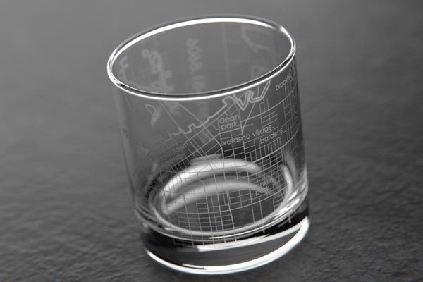 Fort Myers FL Map Rocks Glass