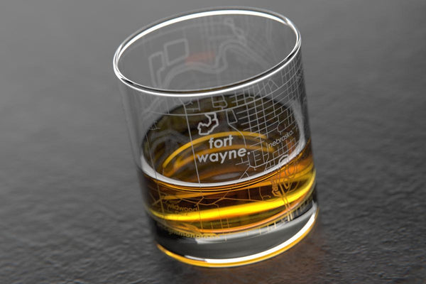 Fort Wayne IN Map Rocks Glass