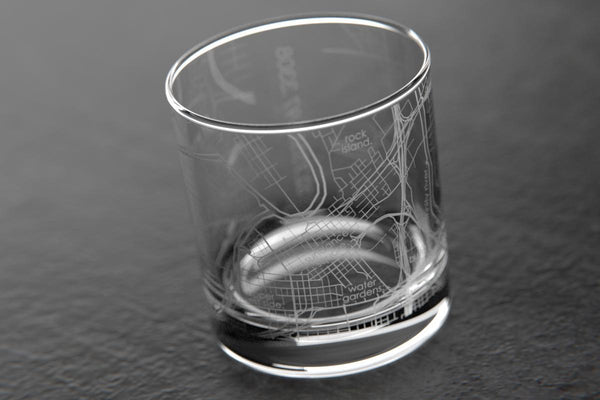 Fort Worth TX Map Rocks Glass