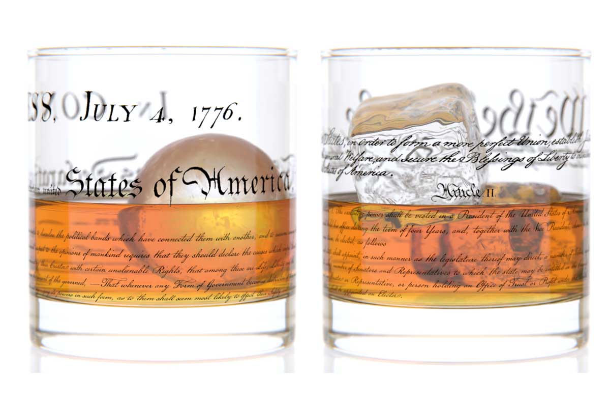Preamble Rocks Glass Printed Constitution And Declaration Rocks Glass Pair | Well Told