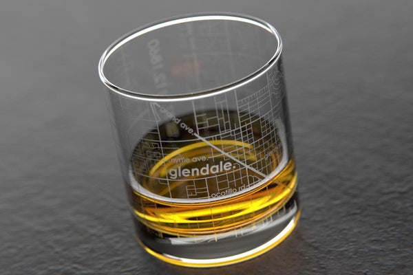 Glendale AZ Map Rocks Glass