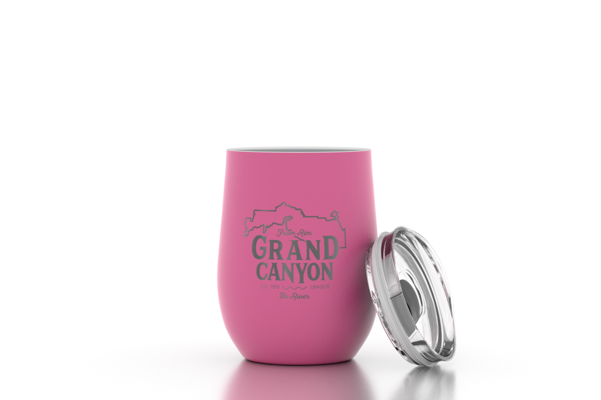 Engraved Stemless Insulated Wine Tumbler w/ Lid, Pink 12 oz