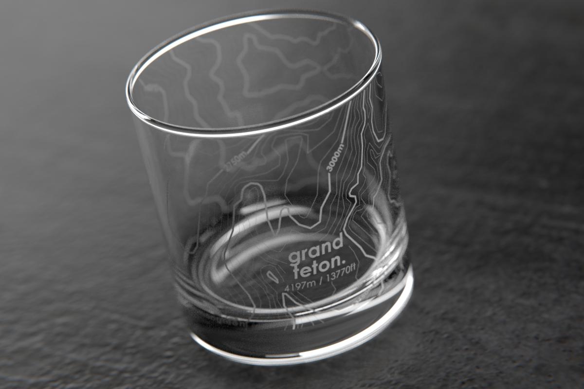 Grand Teton, WY - Topo Rocks Glass