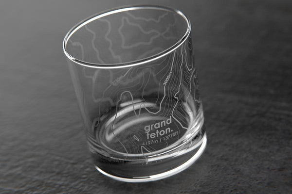 Grand Teton, WY - Topo Rocks Glass