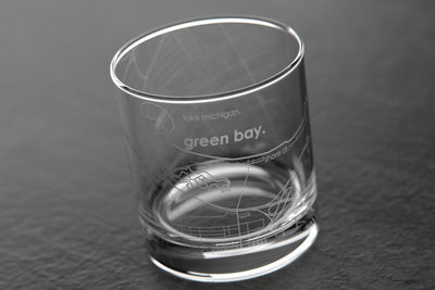 Green Bay WI Map Rocks Glass
