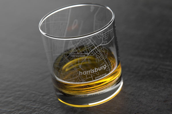 Harrisburg PA Map Rocks Glass