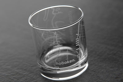 Hoboken NJ Map Rocks Glass