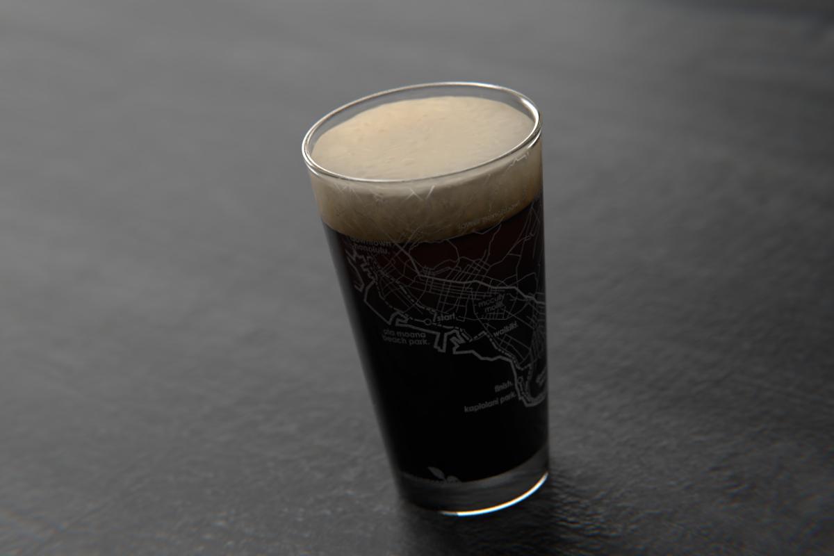 Honolulu 26.2 Marathon Map Pint Glass