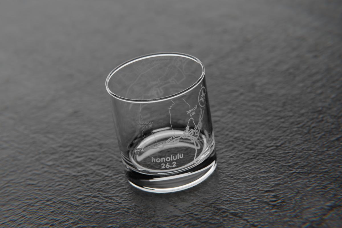 Honolulu 26.2 Marathon Map Rocks Glass