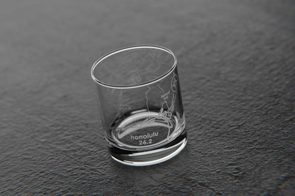 Honolulu 26.2 Marathon Map Rocks Glass