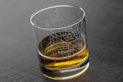 Houston Map Rocks Glass