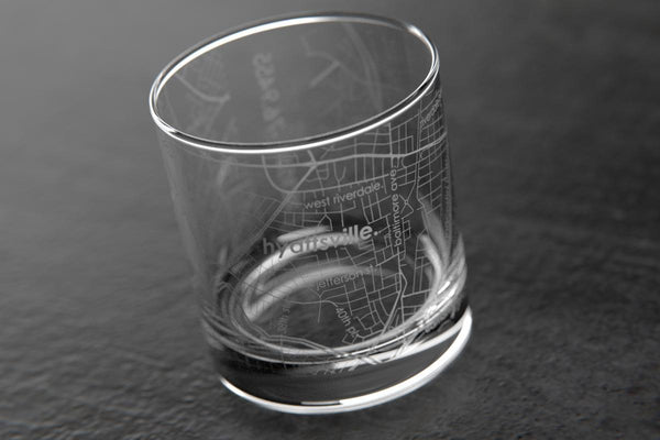 Hyattsville MD Map Rocks Glass