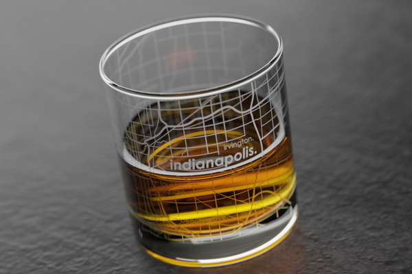 Indianapolis Map Rocks Glass