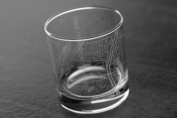 Iowa City IA Map Rocks Glass