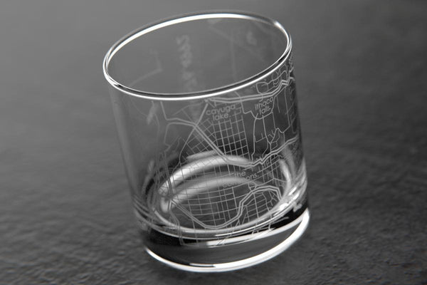 Ithaca NY Map Rocks Glass