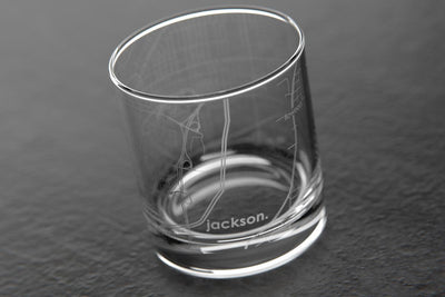 Jackson MS Map Rocks Glass