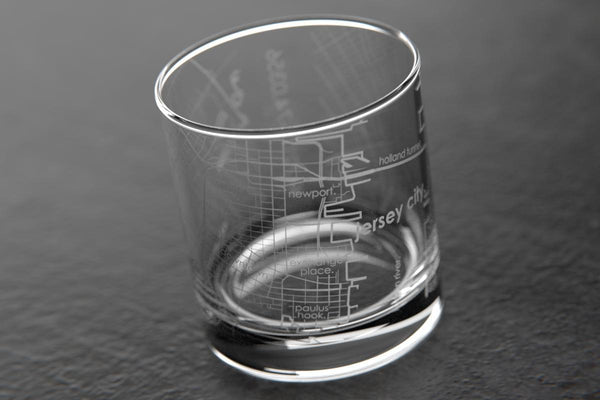 Jersey City NJ Map Rocks Glass