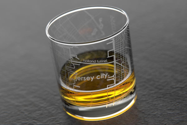 Jersey City NJ Map Rocks Glass