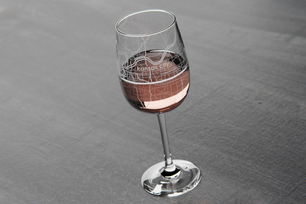 Kansas City Map Wine Glass