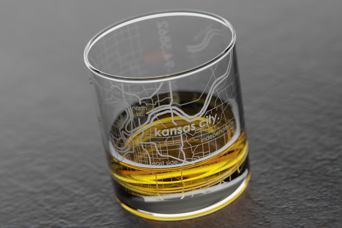 Kansas City Map Rocks Glass