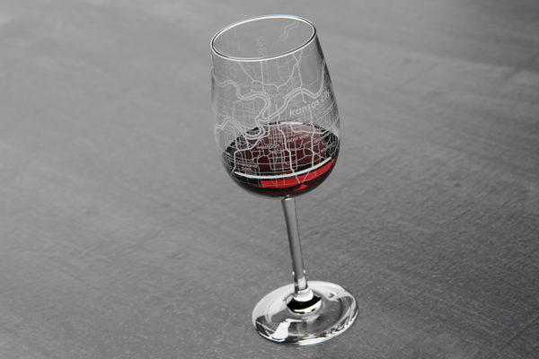 Kansas City Map Wine Glass