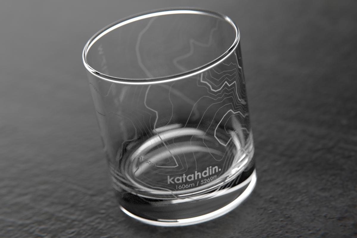 Mt Katahdin, ME - Topo Rocks Glass