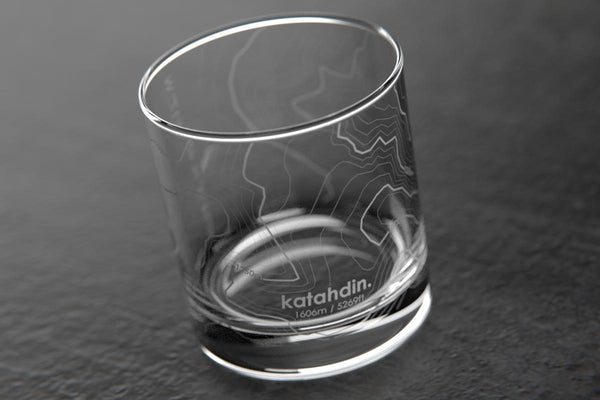 Mt Katahdin, ME - Topo Rocks Glass