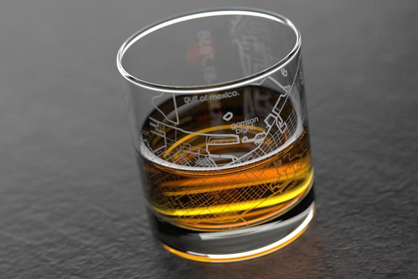 Key West FL Map Rocks Glass