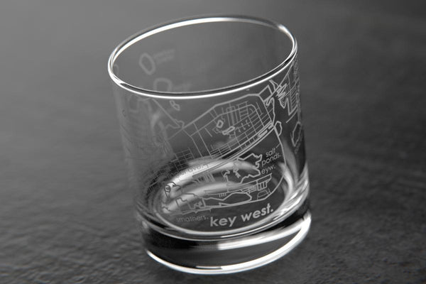 Key West FL Map Rocks Glass