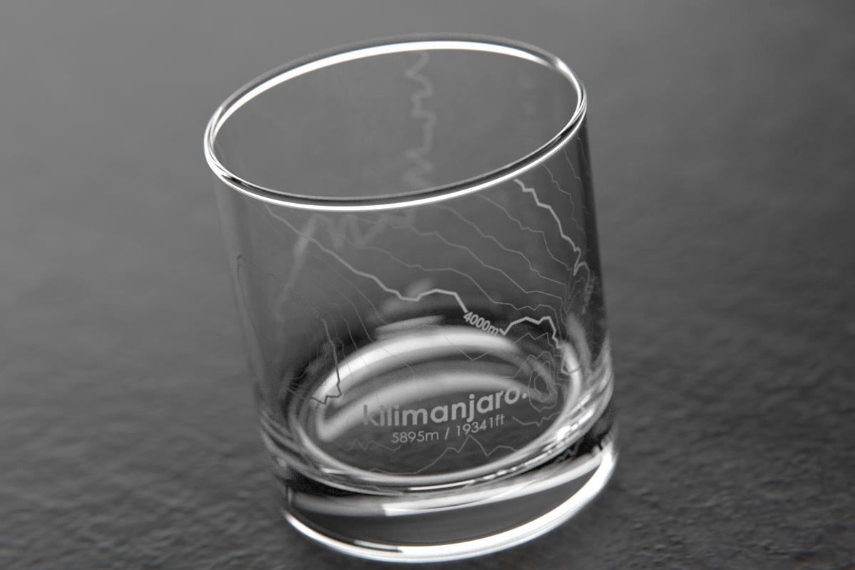 Mt Kilimanjaro, Tanzania - Topo Rocks Glass