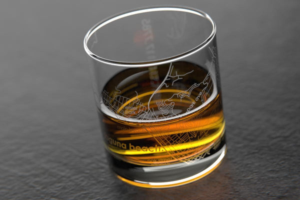 Laguna Beach CA Map Rocks Glass