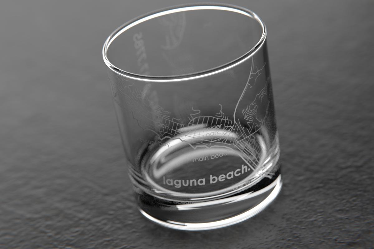 Laguna Beach CA Map Rocks Glass