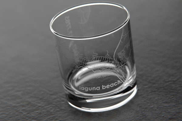 Laguna Beach CA Map Rocks Glass