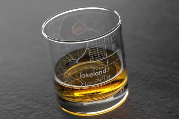 Lakeland FL Map Rocks Glass