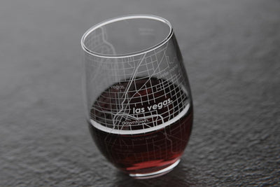 Las Vegas NV Map Stemless Wine Glass