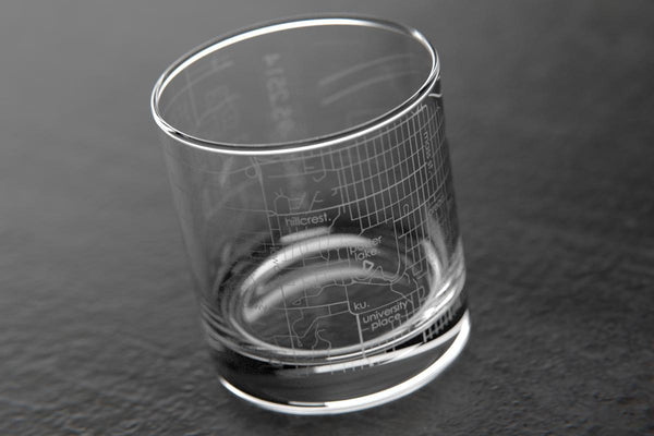 Lawrence KS Map Rocks Glass