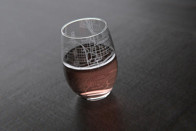 Bethlehem PA College Town Map Stemless Wine Glass