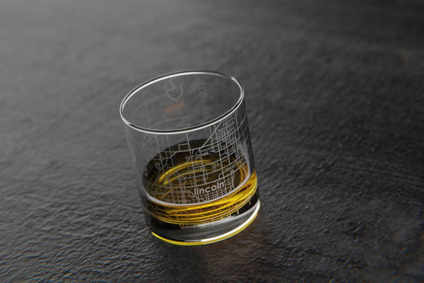 Lincoln NE Map Rocks Glass