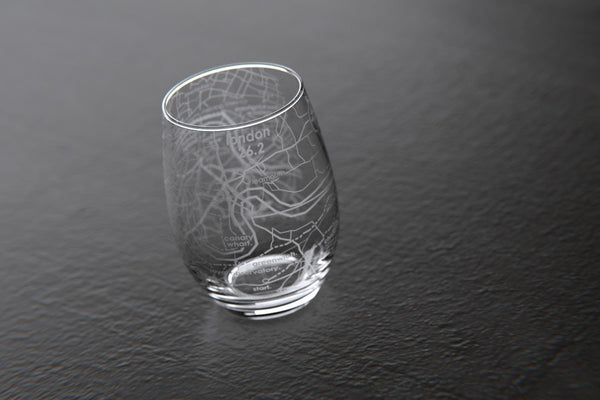 London 26.2 - Marathon Map Stemless Wine Glass