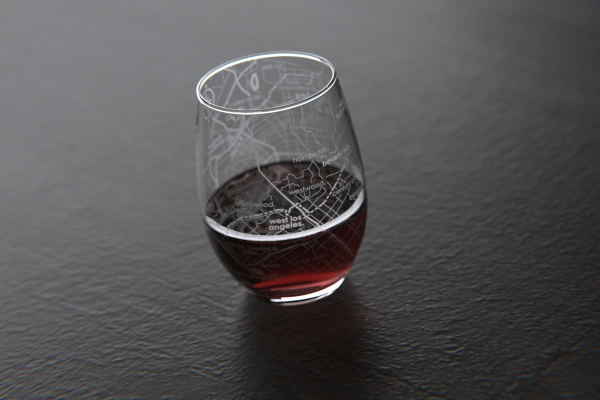 Los Angeles 26.2 - Marathon Map Stemless Wine Glass